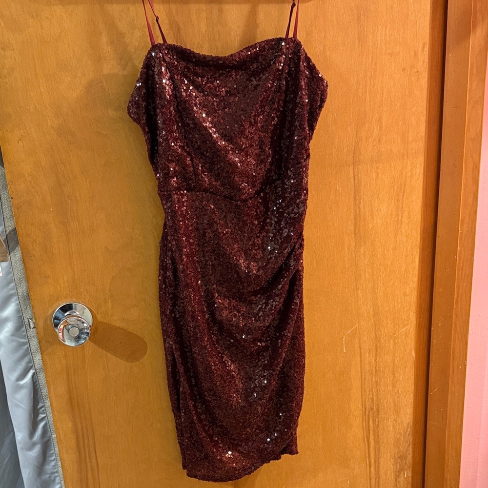Emerald Sundae Burgundy Sequin Dress